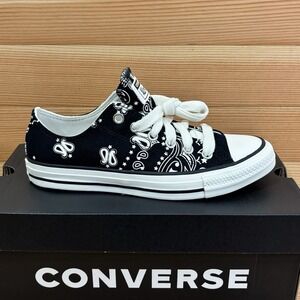 Converse Chuck Taylor All Star Low 'Paisley' A15812F Woman Sz 8.5 Black Sneakers